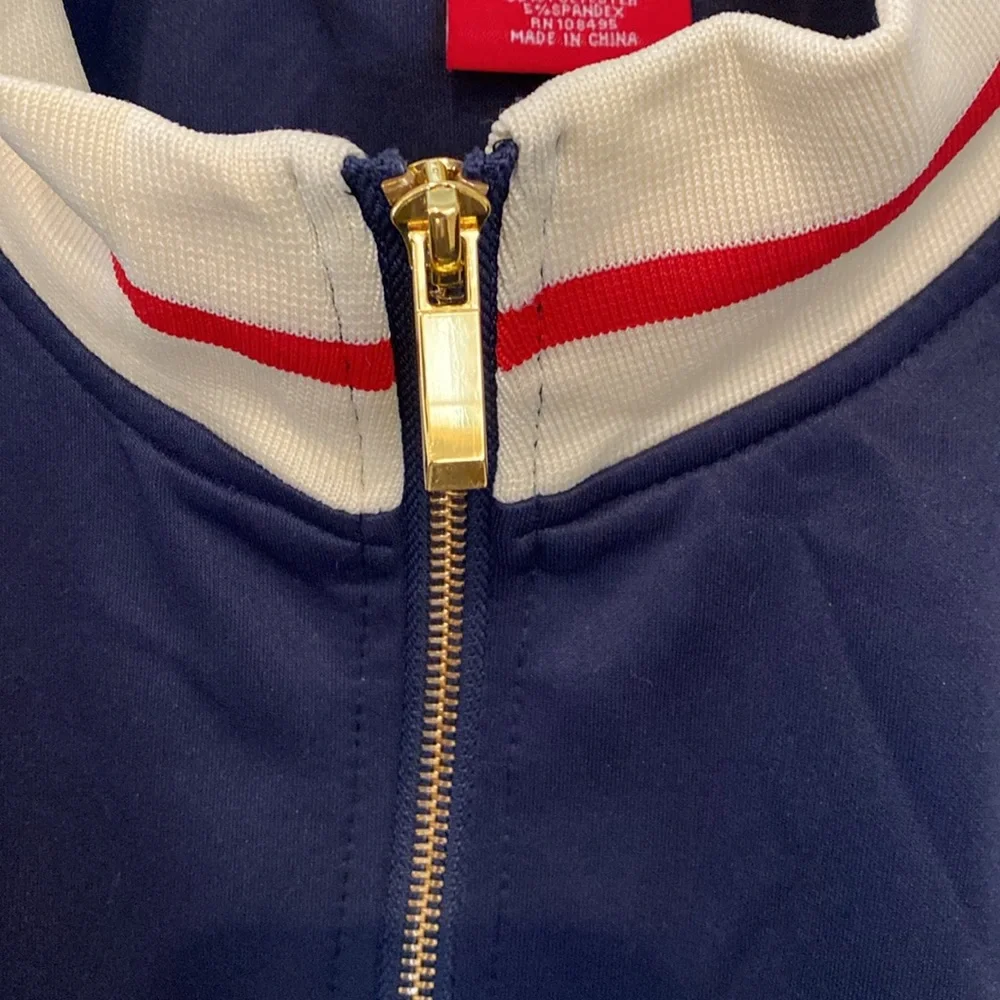Victorious Retro Style Tracksuit Jacket Navy Blue w/White and Red Trim Size 3XL - Picture 10 of 13